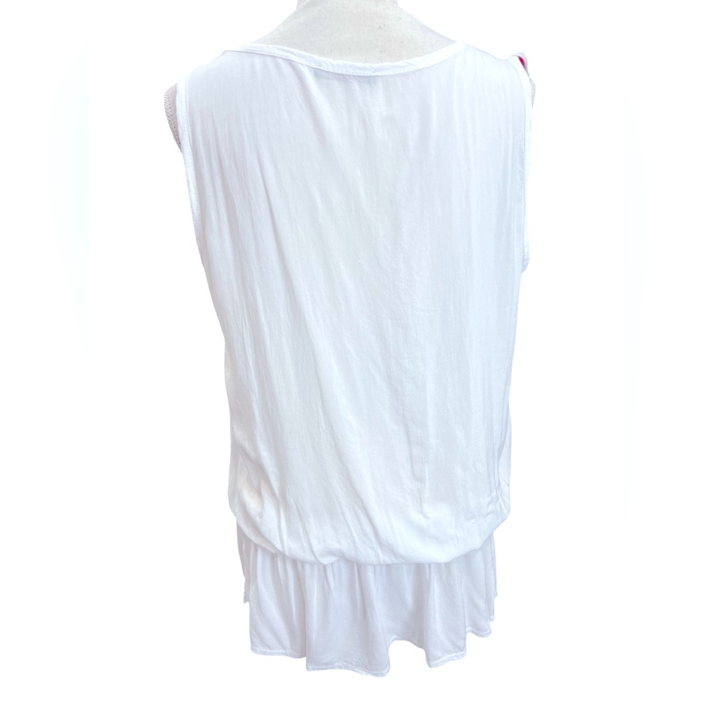 Franco Ferri Made in Italy Cotton Silk White Boho Mini Dress Tunic M - Picture 3 of 11